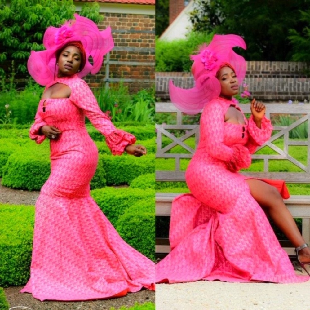slit pink dress